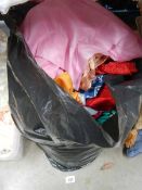 A large bag of assorted fabric.