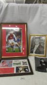 2 framed and glazed football photographs with signatures including Jimmy Greaves,