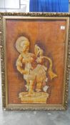 A large gilt framed oriental figure print, 690x099 cm.