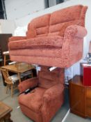 A 2 seat settee and an electric recliner chair