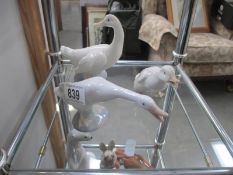 3 Lladro geese figures (smallest one has repair to beak)