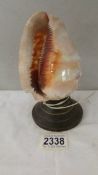 A vintage carved cameo shell table lamp.