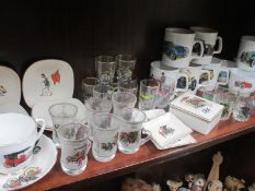 A quantity of car related mugs/cups, glasses,