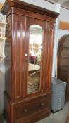 A good Victorian mahogany single wardrobe with bottom drawer.