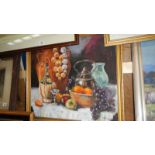 A 20th century oil on board still life signed P Rigley.