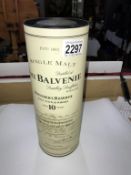 A boxed bottle of Balvenie 20 year Scotch whisky.