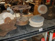 A quantity of old grinding wheels etc.