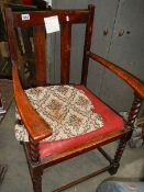 An Edwardian hall chair.