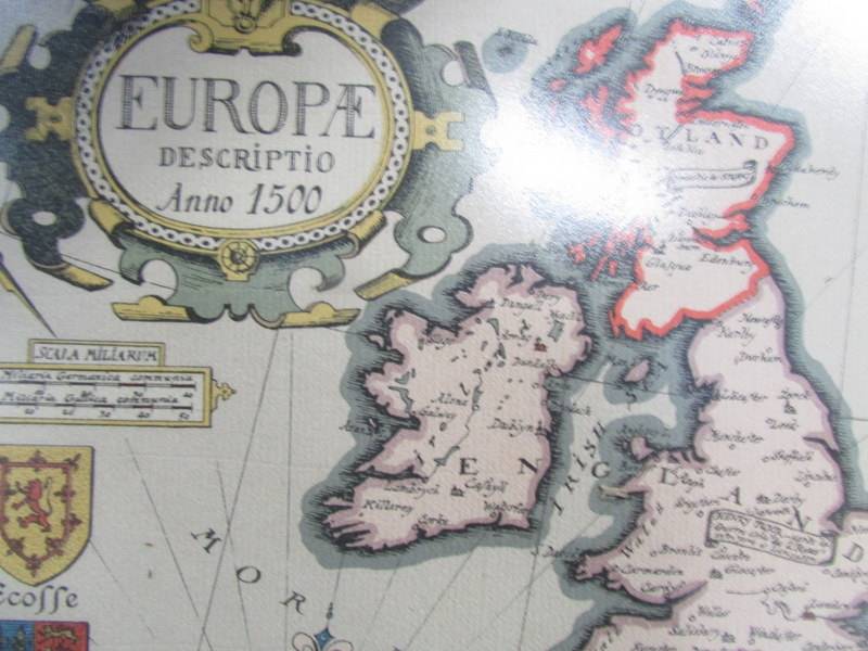 A framed and glazed map of Europe based on the original of 1590. - Image 5 of 5