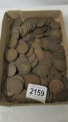 A quantity of old copper pennies.
