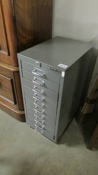 A ten drawer metal chest.