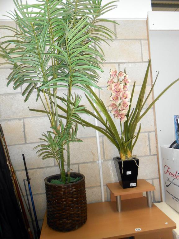 2 large artificial plants