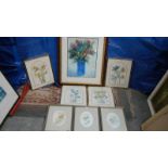 A quantity of framed and glazed watercolours and prints.