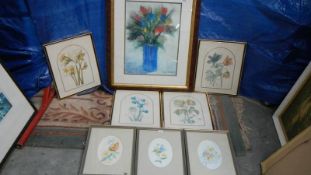 A quantity of framed and glazed watercolours and prints.