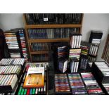 4 vintage cassette holders with doors, and other holders plus over 300 cassette tapes,