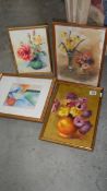 4 good framed and glazed floral watercolours, largest 38 x 31 cm.