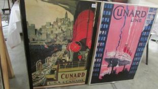 Two reproduction Cunard cruise posters.
