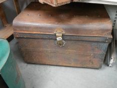 An old tin trunk.