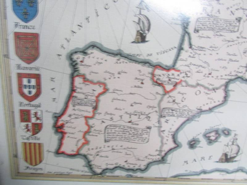 A framed and glazed map of Europe based on the original of 1590. - Image 4 of 5