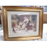 A gilt framed and glazed print entitled 'The Dancing Bear' by Frederick Morgan, 1856 - 1927.