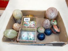 A mixed lot of marble (some with stands) and other eggs etc.