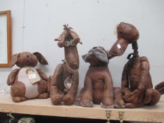 4 Faux leather animal doorstops by Lesser & Pavey, duck, dog,