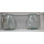 2 large glass beehive water dispensers with taps (no lids) decorative items,