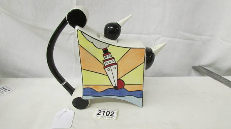 A Lorna Bailey Cruise design teapot, 17 cm tall. - Image 2 of 3