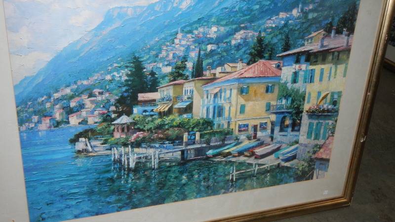 A large framed and glazed continental scene print. - Image 2 of 2