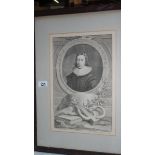 A framed and glazed engraving dated 1741, 43 x 58 cm.