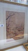 A framed and glazed rural watercolour signed G Wilkinson.
