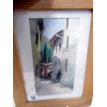 A framed and glazed watercolour, image 25 x 13 cm, frame 37 x 28 cm.