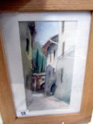 A framed and glazed watercolour, image 25 x 13 cm, frame 37 x 28 cm.