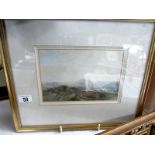 A framed and glazed watercolour mountain scene signed Lauder, image 22 z 15 cm, frame 41 x 35 cm.