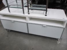A white finish modern 2 drawer low wall unit