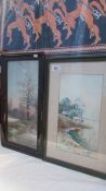 Two framed and glazed watercolour rural scenes.