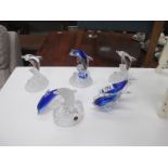 6 glass dolphin ornaments including Royal Crystal Rock Italy