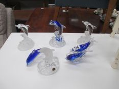 6 glass dolphin ornaments including Royal Crystal Rock Italy