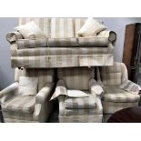 A 3 seater settee & 3 armchairs