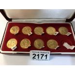 9 cased gold sovereigns - Geo V South Africa 1927, George V Canada 1911, George V India 1918,