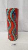 An Anita Harris Studio Pottery trial cylinder vase in an abstract design, 23 cm tall,