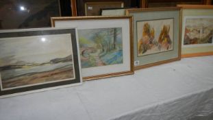 4 framed and glazed watercolours.