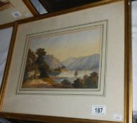 A framed and glazed watercolour rural scene.