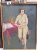 A framed oil on canvas 'figure study' by Jack Snowden, image 45.5 x 33.5 cm, frame 48 x 36 cm.