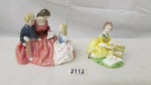 2 Royal Doulton figurines - Picnic HN2308 and The Bedtime Story HN2059.