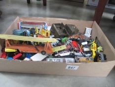 A quantity of playworn diecast including Corgi, Matchbox, Tri-ang, Minic etc.