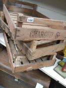 3 old wooden fruit crates.