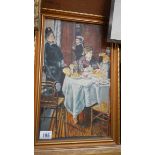 An oblong painting on board, afternoon tea.