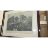 A large framed and glazed signed rural print.