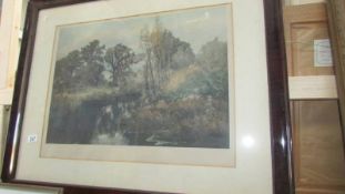 A large framed and glazed signed rural print.